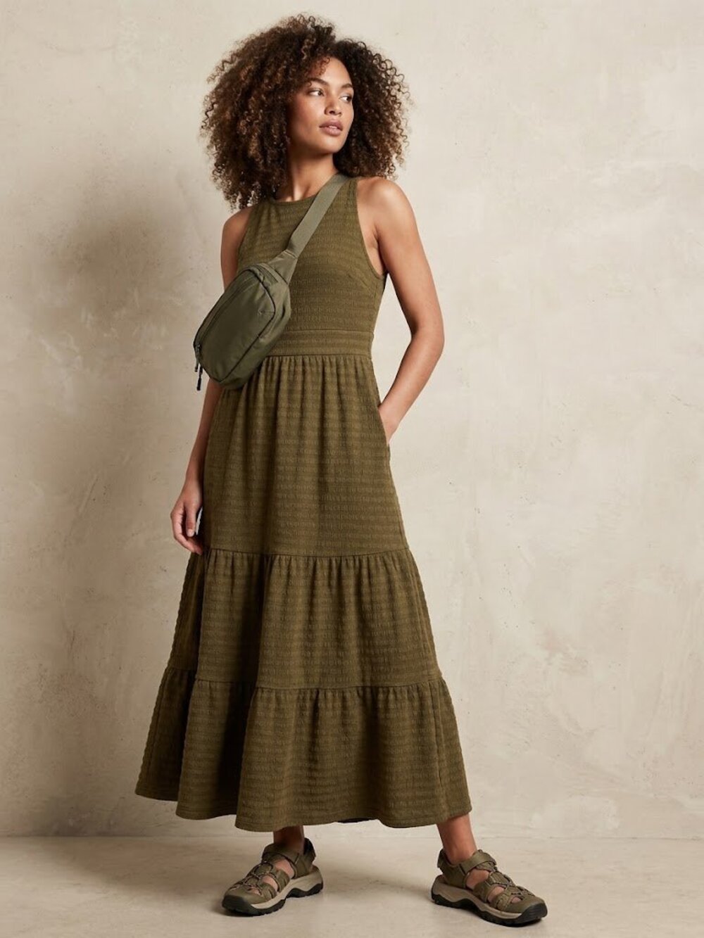 NEW Army Green Backless Maxi Spring and Summer Dress, Trendy Chic & Versatile